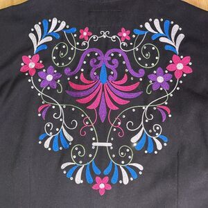 Panhandle Slim Women's XL Black Embroidered Western Shirt Pearl Snap Floral